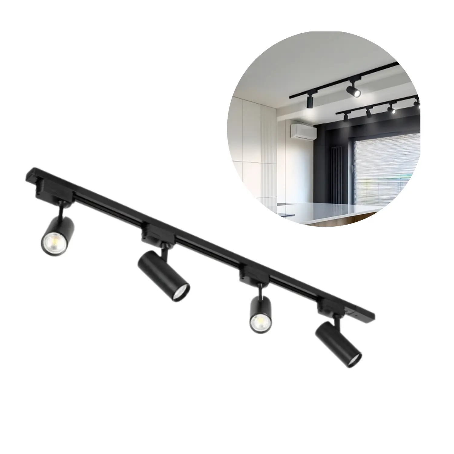 NEXTRACK GO LOFTLAMPE - 1M SKINNE - 4x GU10 SPOTS - SORT